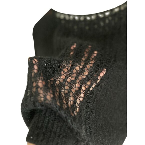 Vintage Capriccio Black Open Knit Sweater Womens Size S Soft Wool Blend Long Sle - Picture 6 of 12
